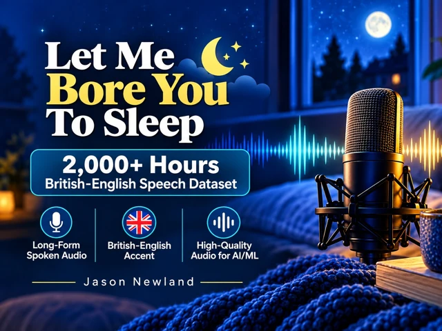 Cover of Jason Newland’s Let Me Bore You To Sleep British-English speech dataset